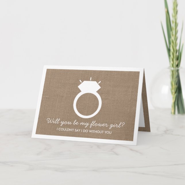 Will You Be My Flower Girl? Burlap Ring Card (Front)