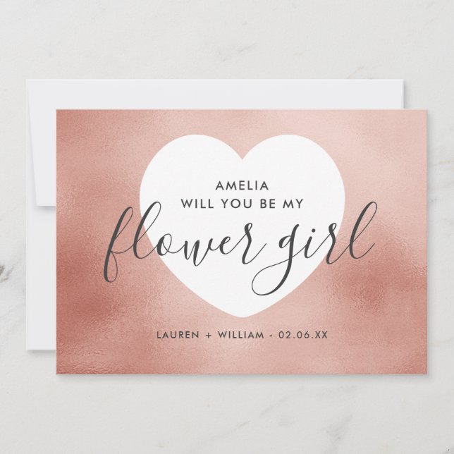Will You Be My Flower Girl Card - Rose Gold (Front)