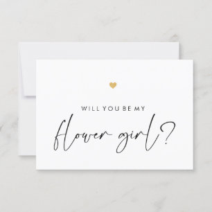Will You Be My Flower Girl Card Script Gold Heart