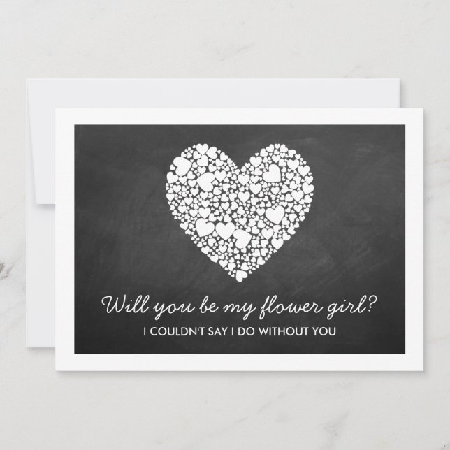 Will You Be My Flower Girl? Chalkboard Heart Card (Front)