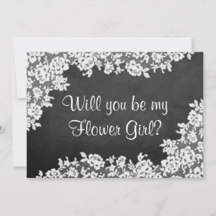 Will You Be My Flower Girl? Chalkboard & Lace Invitation