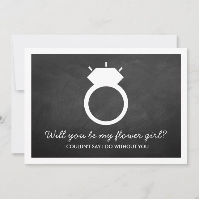 Will You Be My Flower Girl? Chalkboard Ring Card (Front)