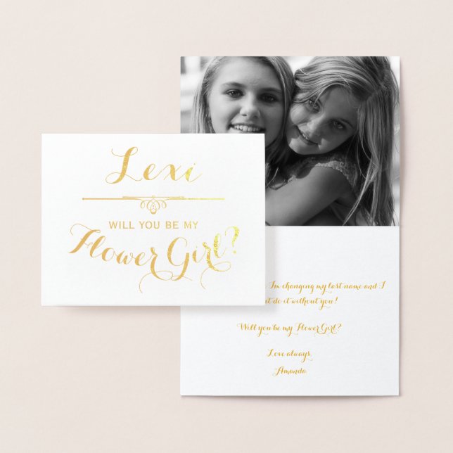 Will You Be My Flower Girl Cursive Personalised Foil Card (Display)