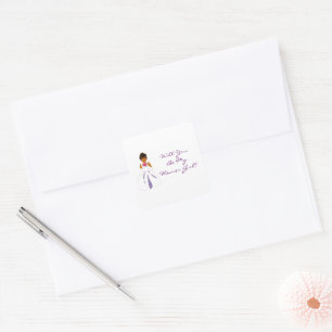 "Will You Be My Flower Girl" Customisable Square Sticker