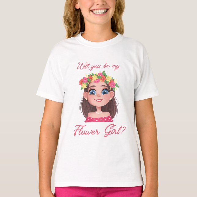 will you be my flower girl? cute pink kids T-Shirt (Front)