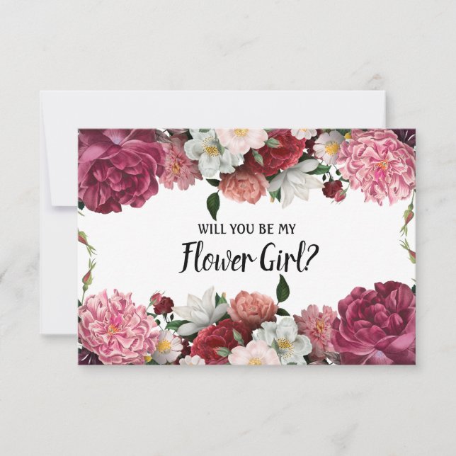 Will You Be My Flower Girl Elegant Burgundy Flower (Front)