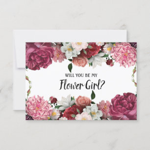 Will You Be My Flower Girl Elegant Burgundy Flower