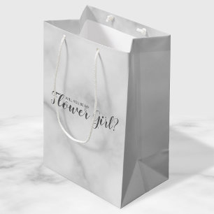 Will You Be My Flower Girl? Elegant Marble Script Medium Gift Bag