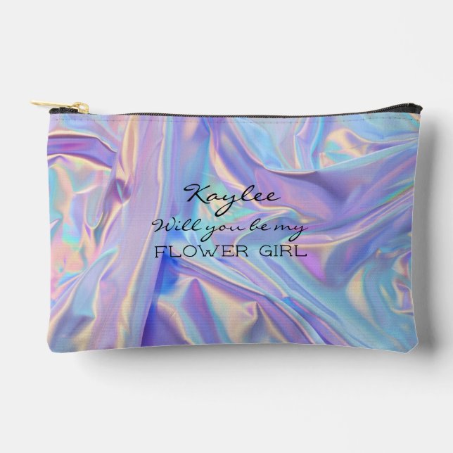 Will You Be My Flower Girl Faux Hologram  Accessory Pouch (Front)