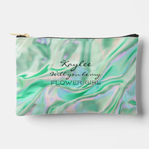 Will You Be My Flower Girl Faux Hologram  Accessory Pouch