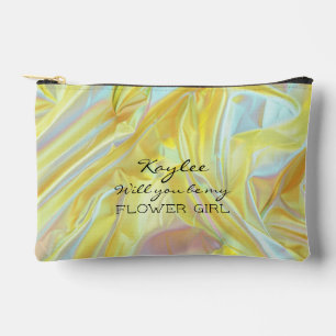 Will You Be My Flower Girl Faux Hologram Accessory Pouch
