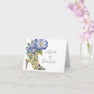 "Will You Be My Flower Girl?" Folded Bridal Party Card