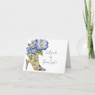 "Will You Be My Flower Girl?" Folded Bridal Party Card