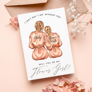 Will You Be My Flower Girl? Girls In Silk Robes Invitation
