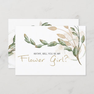 Will You Be My Flower Girl Gold Sage Green