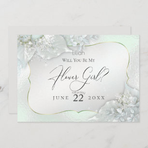 Will You Be My Flower Girl Honeydew Shimmer Invitation