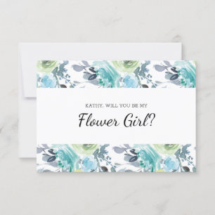 Will You Be My Flower Girl Light Blue Yellow Green