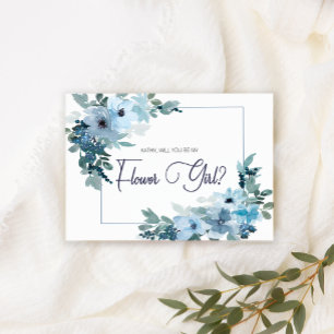 Will You Be My Flower Girl Modern Blue Roses