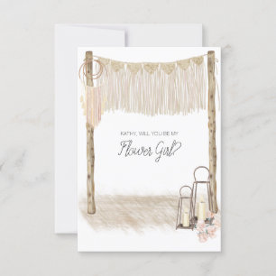 Will You Be My Flower Girl Modern Boho Pink