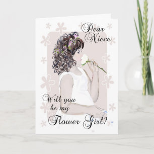 Will you be my Flower Girl-Niece?-Little Girl Art Invitation