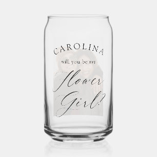 Will You Be My Flower Girl Photo Can Glass