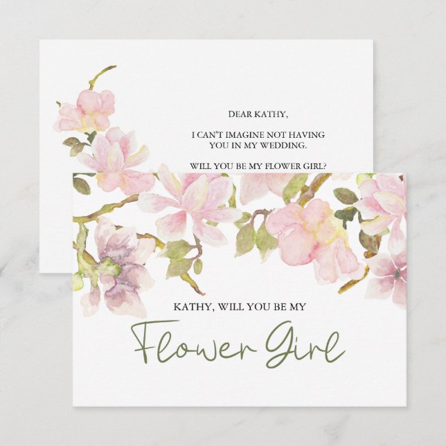 Will You Be My Flower Girl Pink Blush Magnolia (Front/Back)