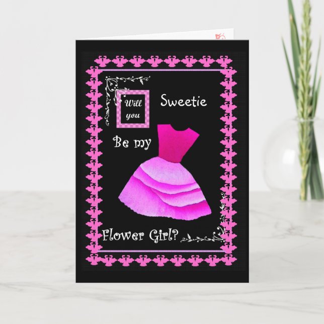 Will You Be My Flower Girl? PINK Dress Invitation (Front)