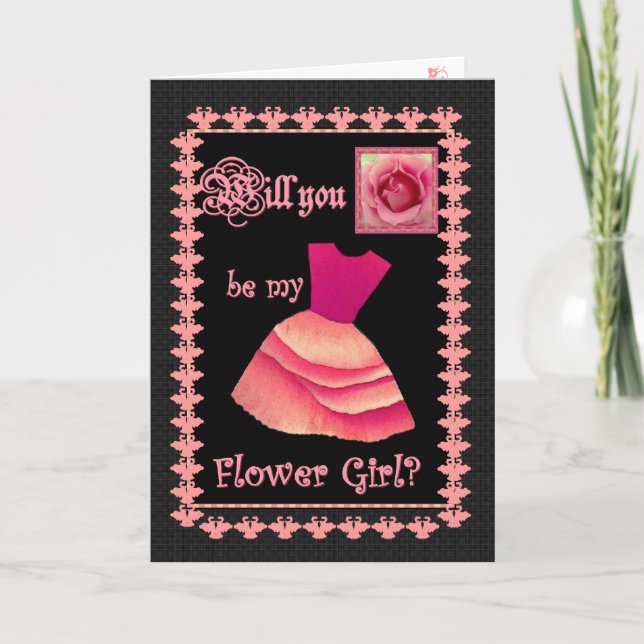 Will You Be My Flower Girl? PINK Dress Invitation (Front)