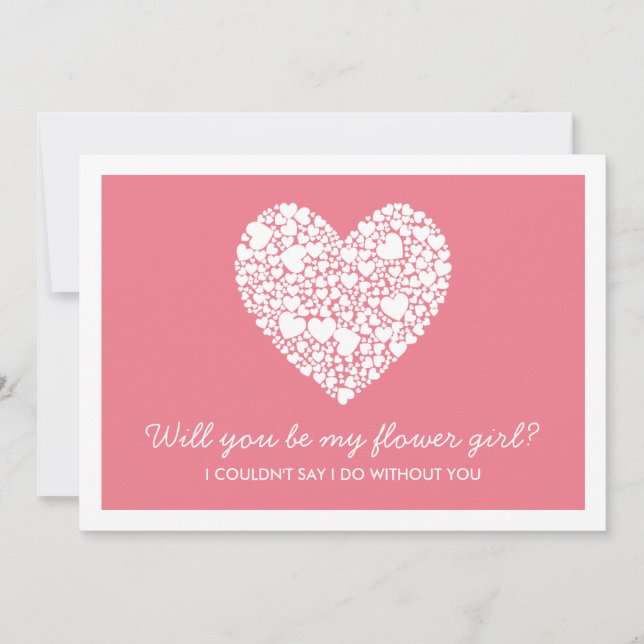 Will You Be My Flower Girl? Pink Heart Card (Front)