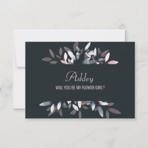 Will You Be My Flower Girl Pink Navy Floral