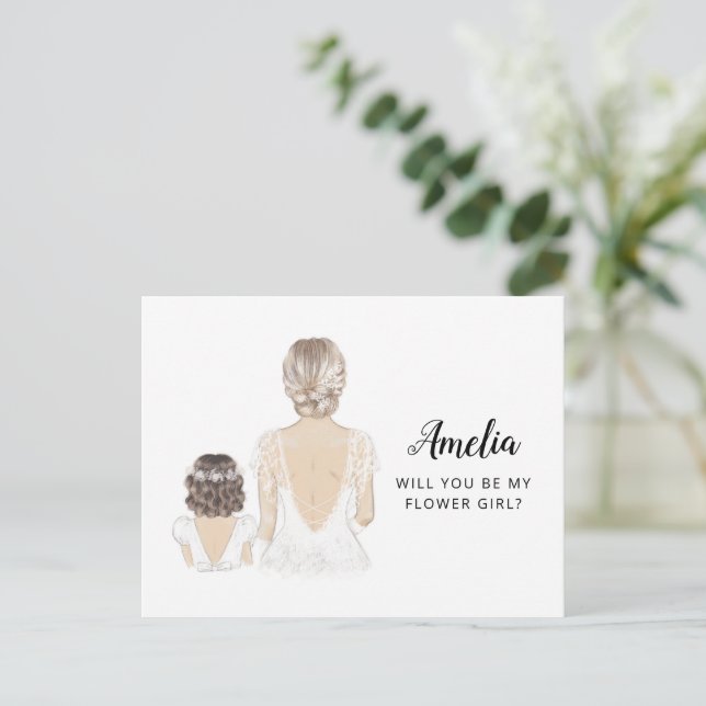Will You Be My Flower Girl Proposal Postcard (Standing Front)
