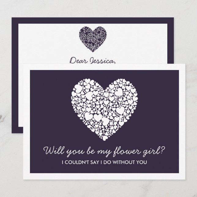 Will You Be My Flower Girl? Purple Heart Card (Front/Back)