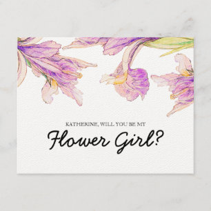 Will you Be my Flower Girl Purple Iris Floral Invitation