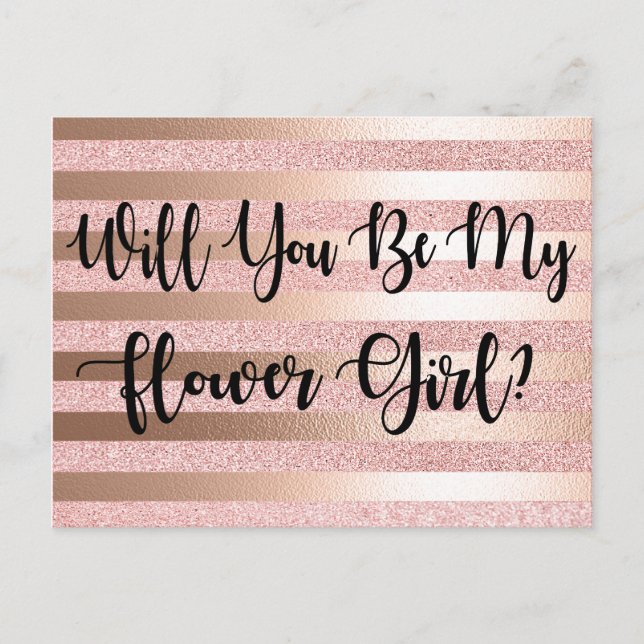 Will You Be My Flower Girl Rose Gold Glitter&Foil Postcard (Front)