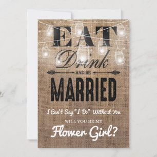 Will you be my Flower Girl? Rustic Bridesmaid Invitation