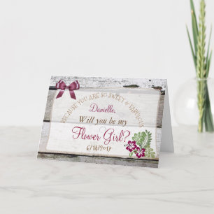 Will you be my Flower Girl Rustic Burgundy Card