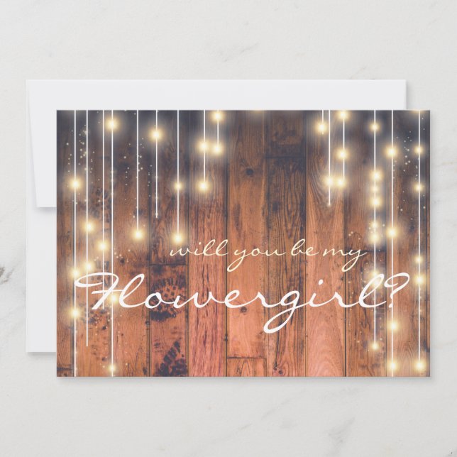 Will you be my Flower Girl Rustic Wood Invitation (Front)