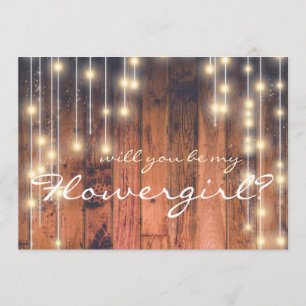 Will you be my Flower Girl Rustic Wood Invitation