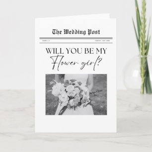 Will you be my Flower Girl, simple Newspaper  Card