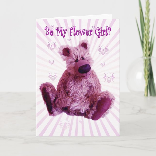 Will you be my Flower Girl, teddy bear wedding Invitation (Front)