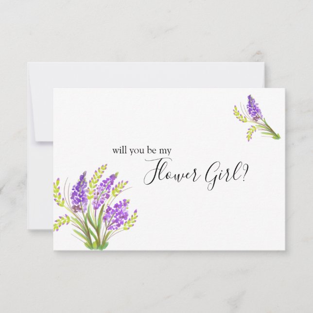 Will You Be My Flower Girl Watercolor Lavender (Front)