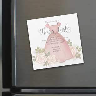 Will you be my Flower Girl Watercolor Magnetic 