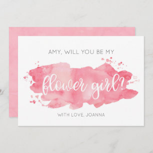 Will You Be My Flower Girl Watercolor Pink Card