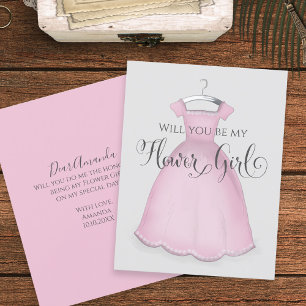 Will you be my Flower Girl Wedding Pink Dress Cute Card
