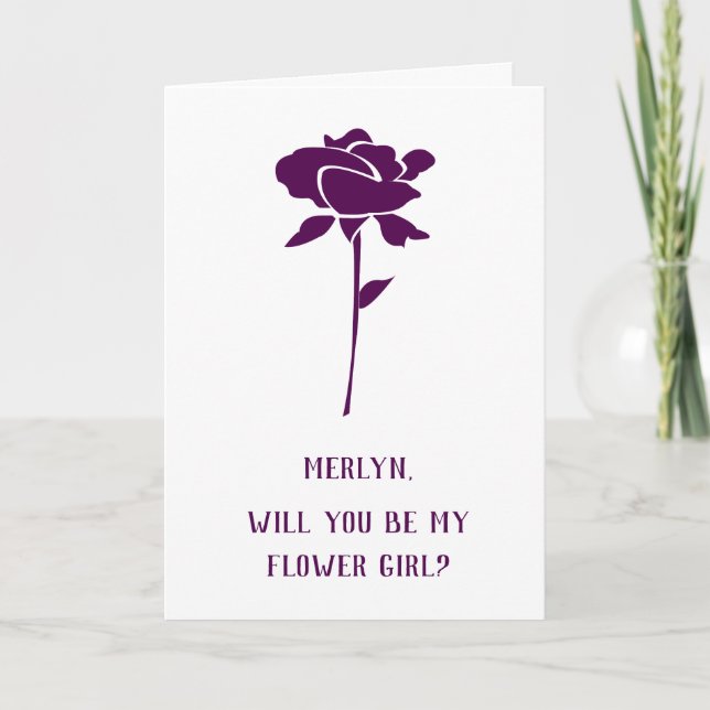 Will You Be My Flower Girl Wedding Purple Rose  Invitation (Front)