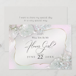 Will You Be My Flower Girl Wispy Pink Shimmer Invitation