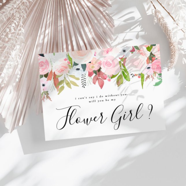 Will you be my flowergirl blush pink floral invitation postcard (Creator Uploaded)