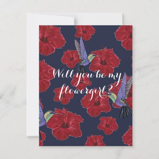Will you be my flowergirl Hummingbirds Hibiscus Ar Invitation (Front)