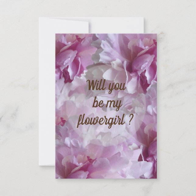 Will you be my flowergirl pink Peonies Leaves Invitation (Front)