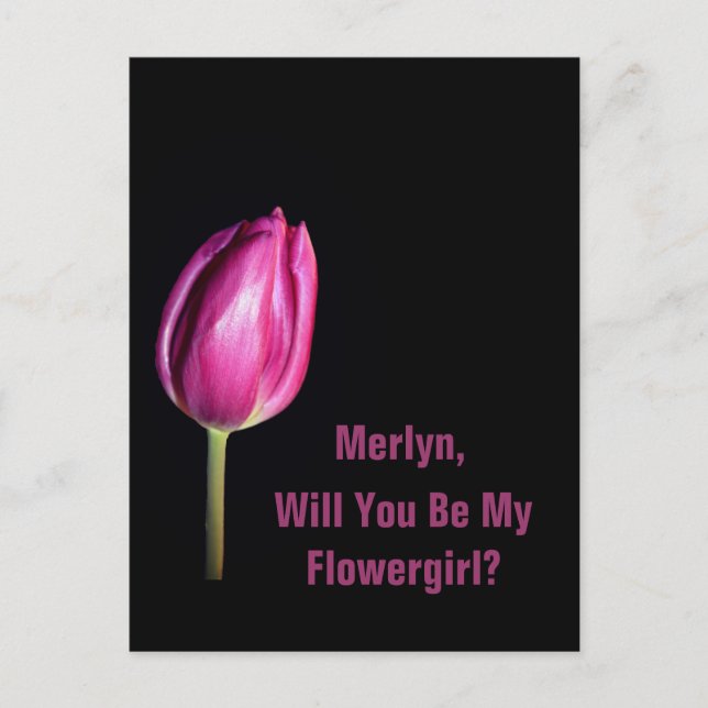 Will You Be My Flowergirl Pink Tulips Wedding Postcard (Front)